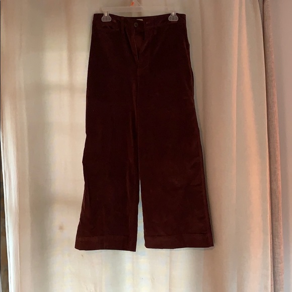 Madewell Wide Leg Cropped Velvet pant - Picture 1 of 3